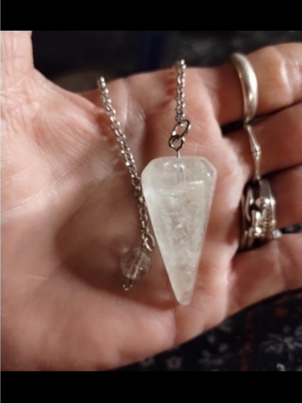 Clear Quartz Crystal Pendulum Silver Chain